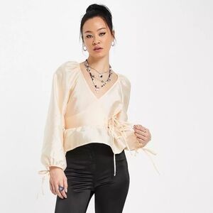 TopShop Taffeta wrap peplum blouse Size 2/XS NWOT